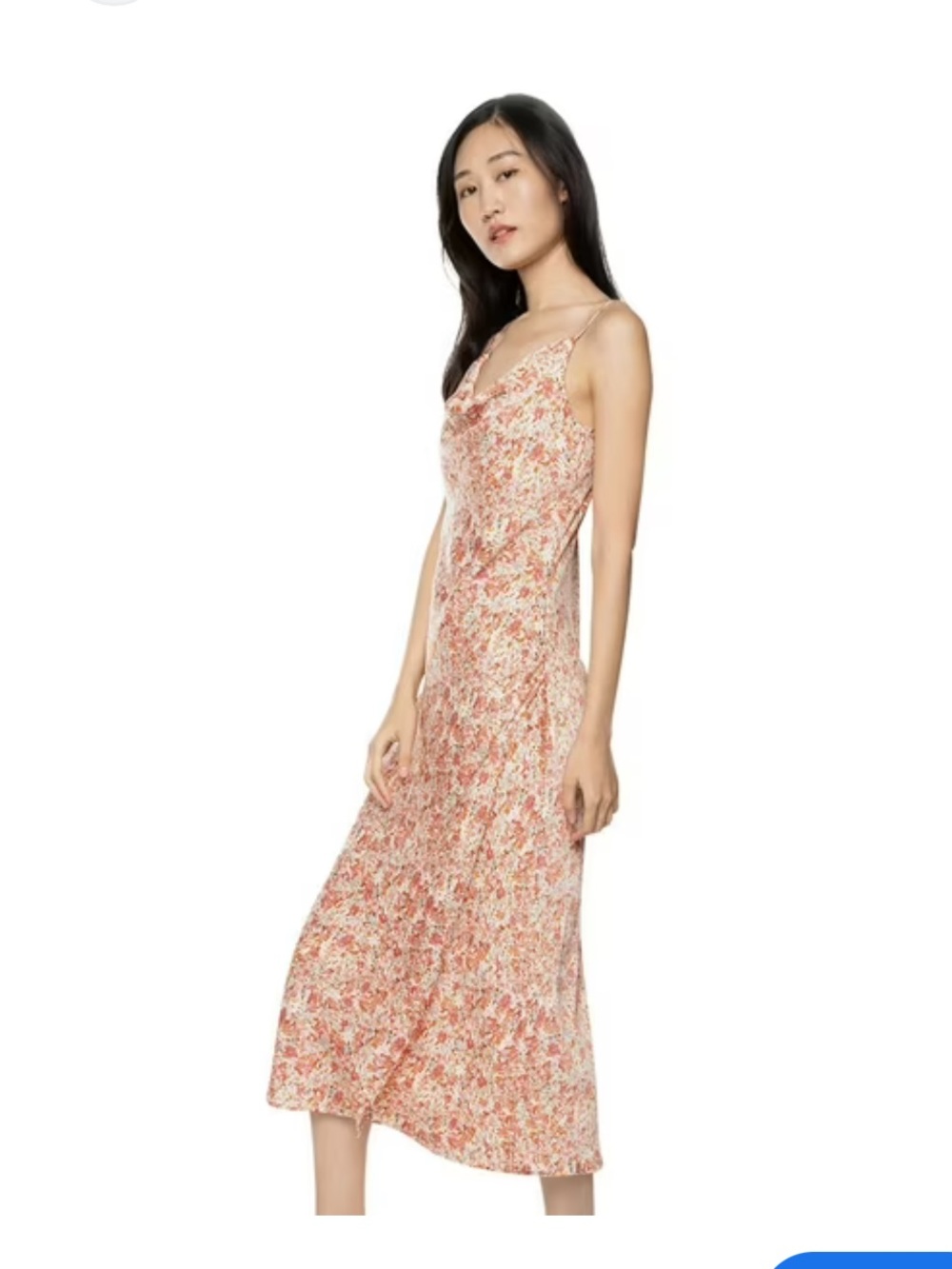 DEVOTED Silk Satin Floral Slip Midi Dress Sz XL Cowl Neck Wedding Guest Party
